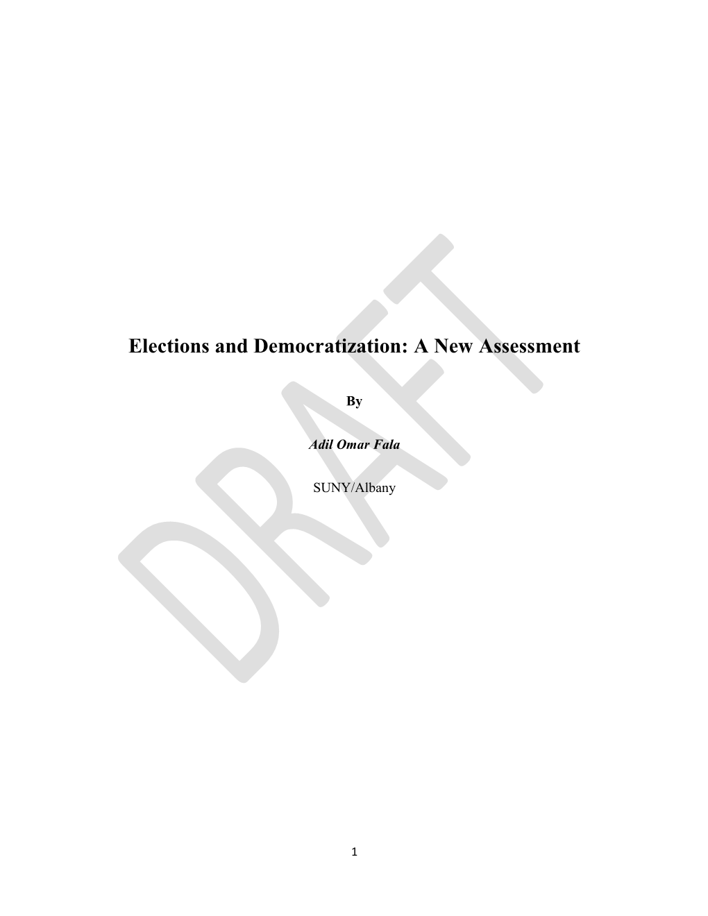 Elections and Democratization: a New Assessment