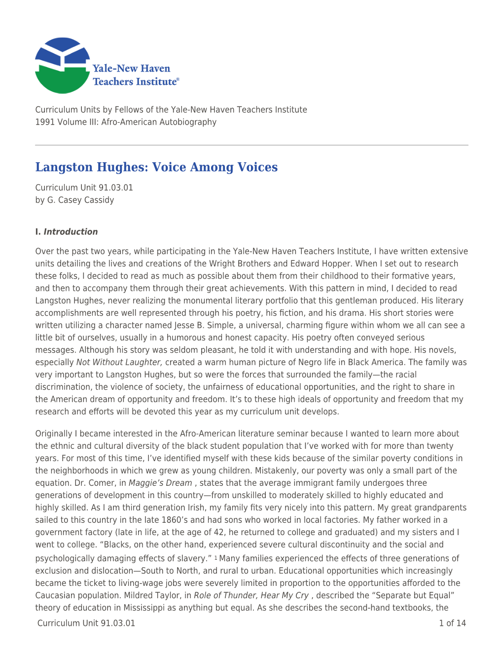 Langston Hughes: Voice Among Voices