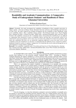 Readability and Academic Communication: a Comparative Study of Undergraduate Students’ and Handbook of Three Ghanaian Universities