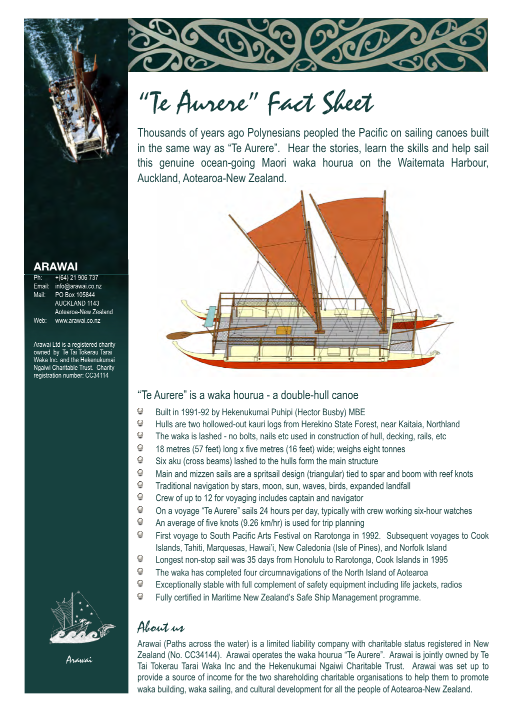 Te Aurere Fact Sheet October 2011