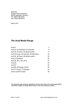 The Audi Model Range