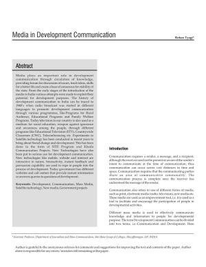 Media in Development Communication Rohan Tyagi*