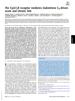 The Cyslt2r Receptor Mediates Leukotriene C4-Driven Acute and Chronic Itch