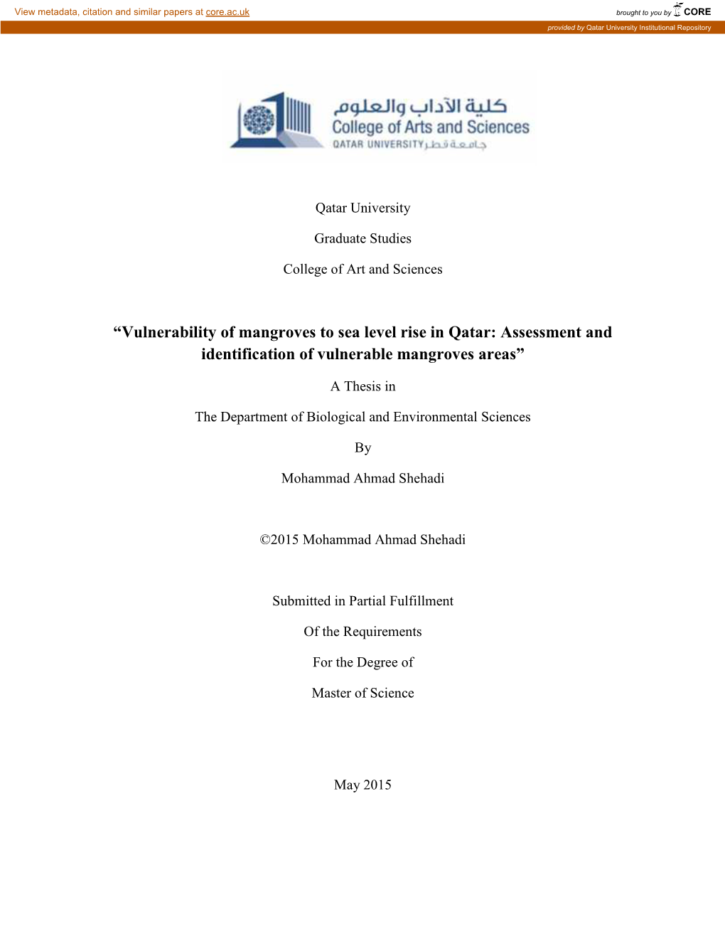 2.3 Recent Studies on Sea Level Rise and Mangrove Ecosystem in Qatar