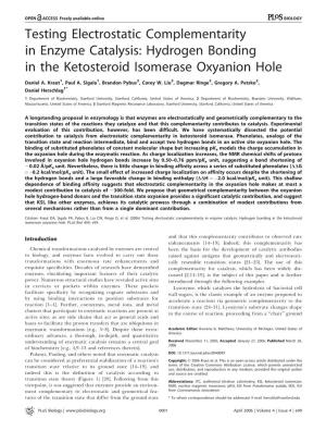 Hydrogen Bonding in the Ketosteroid Isomerase Oxyanion Hole
