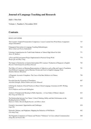Journal of Language Teaching and Research