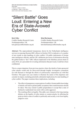 “Silent Battle” Goes Loud: Entering a New Era of State-Avowed Cyber Conflict