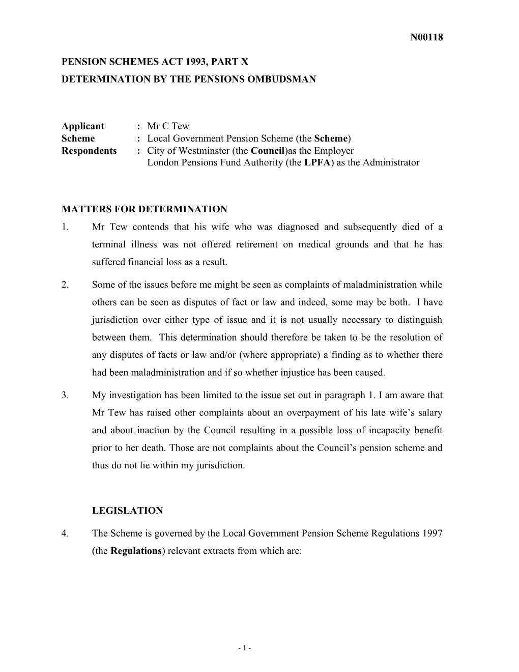 Pension Schemes Act 1993, Part X s34