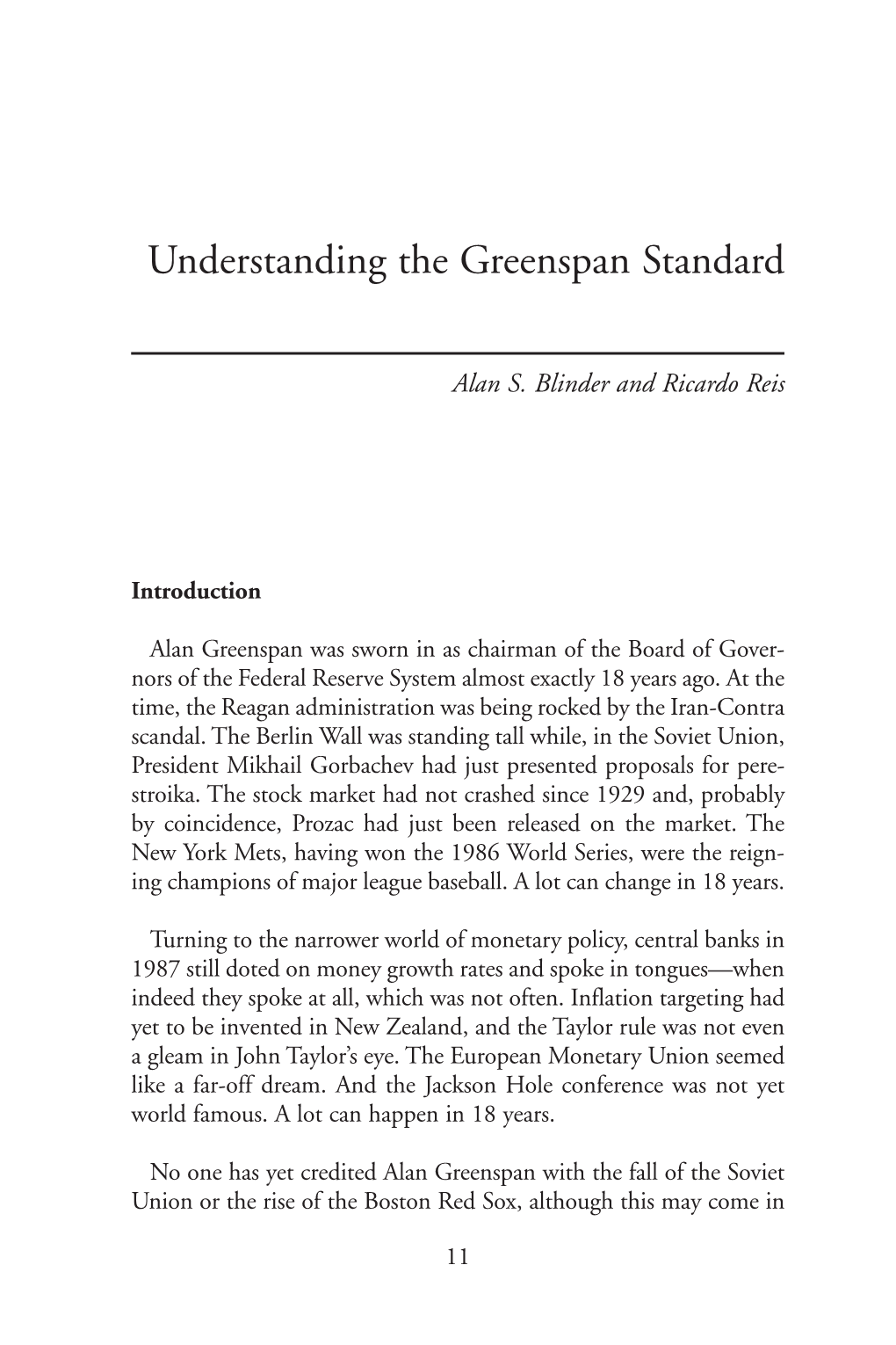 Understanding the Greenspan Standard