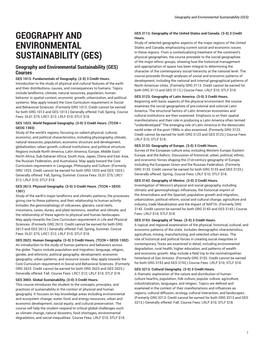 Geography and Environmental Sustainability (GES)