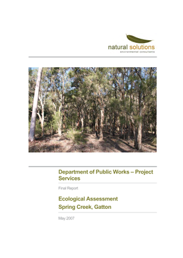 Project Services Ecological Assessment Spring Creek, Gatton