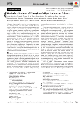 On‐Surface Synthesis of Ethynylene‐Bridged Anthracene Polymers