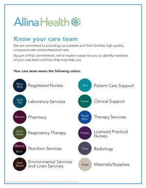 Know Your Care Team We Are Committed to Providing Our Patients and Their Families High-Quality, Compassionate and Professional Care