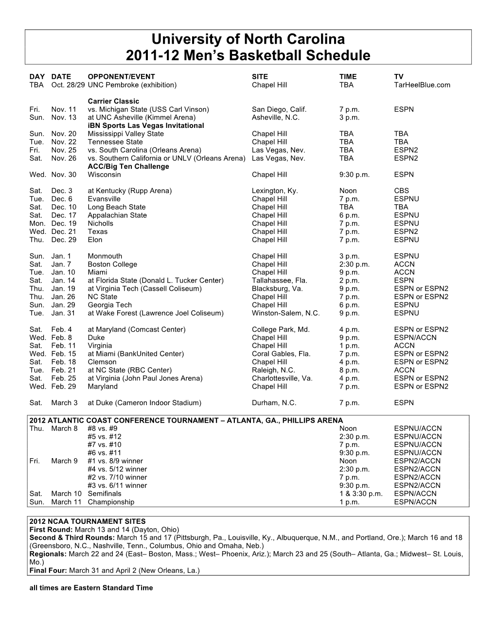 11-12 MBK Schedule