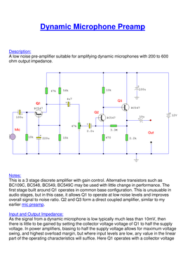 Dynamic Microphone Amplifier