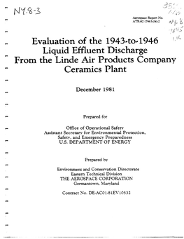 Evaluation of the 1943Hto# 1946 Ilid Liquid Effluent Discharge from The