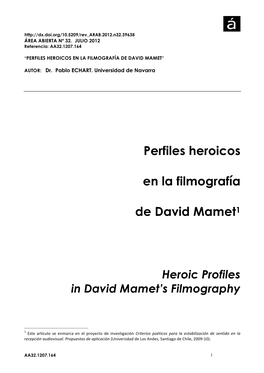 Perfiles Heroicos En La Filmografía De David Mamet”