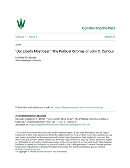 "Our Liberty Most Dear": the Political Reforms of John C. Calhoun