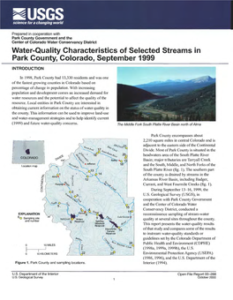Water-Quality Characteristics of Selected Streams in Park County, Colorado, September 1999