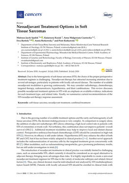 Neoadjuvant Treatment Options in Soft Tissue Sarcomas