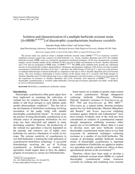 Isolation and Characterization of a Multiple Herbicide Resistant