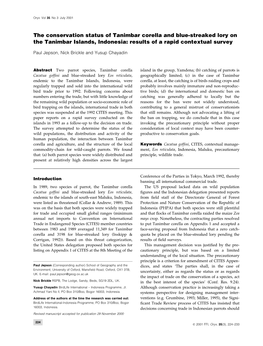 The Conservation Status of Tanimbar Corella and Blue-Streaked Lory