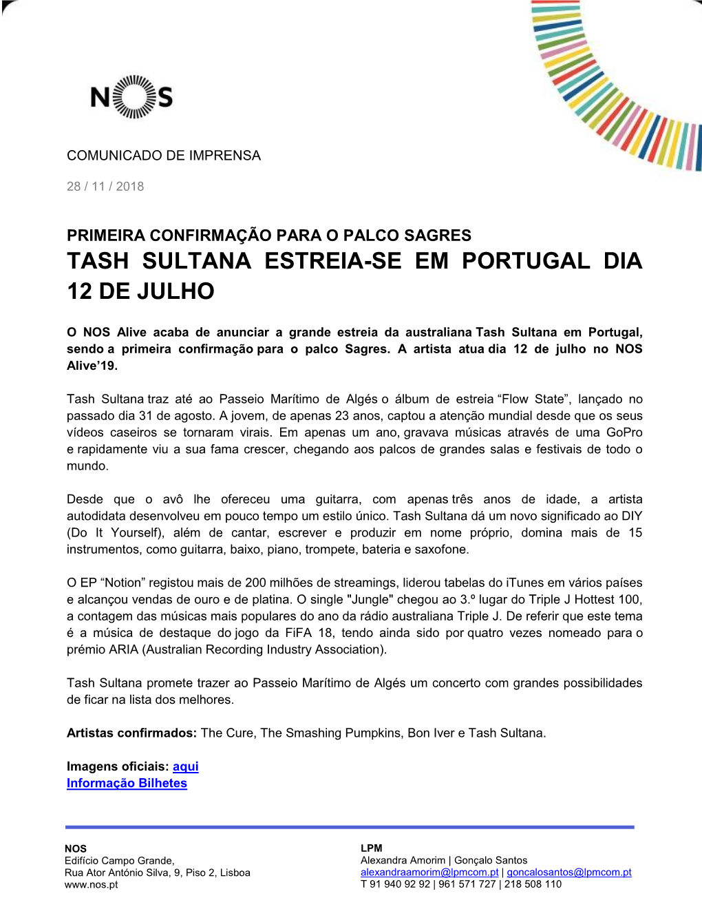 Tash Sultana Estreia-Se Em Portugal Dia 12 De Julho