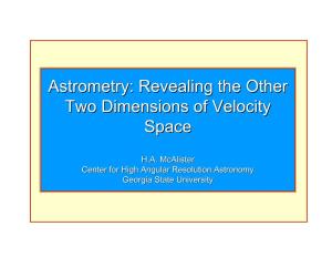 Astrometry:Astrometry: Revealingrevealing Thethe Otherother Twotwo Dimensionsdimensions Ofof Velocityvelocity Spacespace