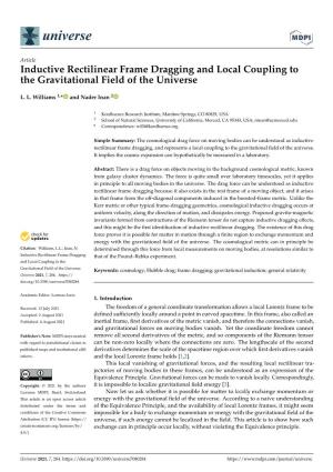 Inductive Rectilinear Frame Dragging and Local Coupling to the Gravitational Field of the Universe