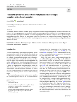 Functional Properties of Insect Olfactory Receptors: Ionotropic Receptors and Odorant Receptors