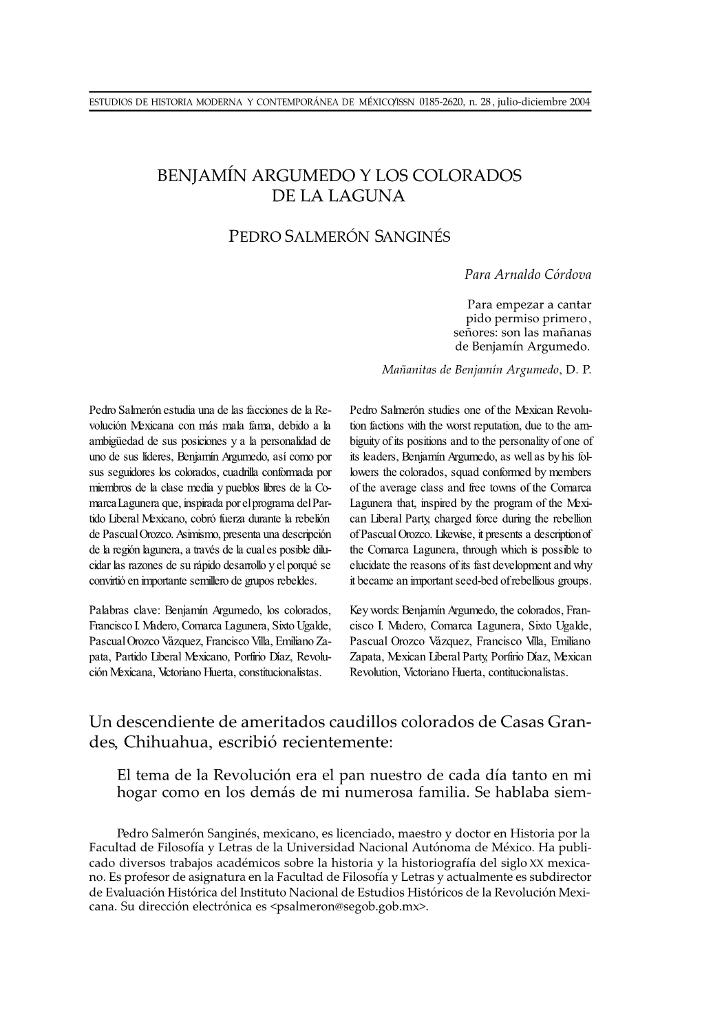 Benjamín Argumedo Y Los Colorados De La Laguna