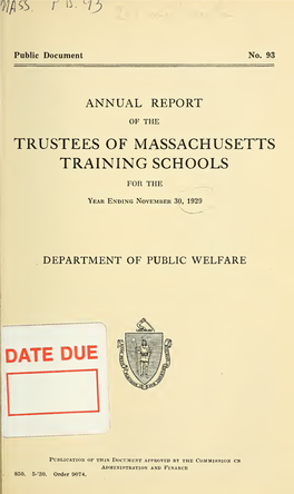Annual Report of the Trustees of Massachusetts Training Schools for The