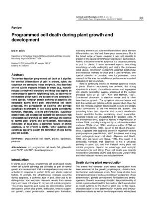 Programmed Cell Death During Plant Growth and Development