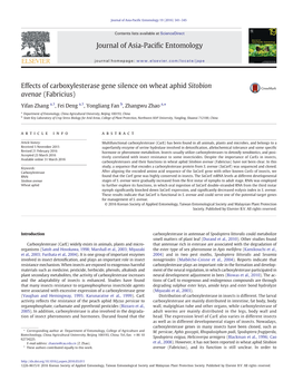 Effects of Carboxylesterase Gene Silence on Wheat Aphid Sitobion Avenae (Fabricius)