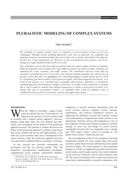 Pluralistic Modeling of Complex Systems