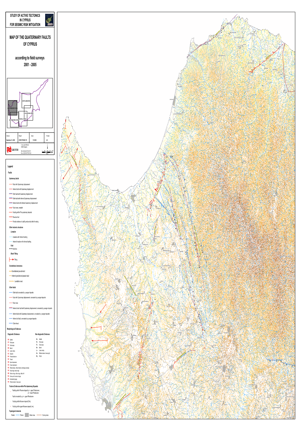 MAP of the QUATERNARY FAULTS of CYPRUS According to Field