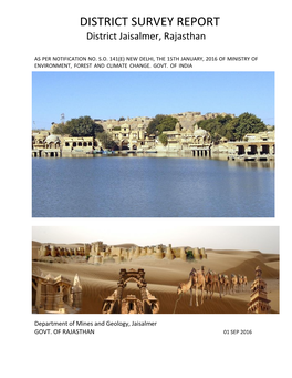 DISTRICT SURVEY REPORT District Jaisalmer, Rajasthan