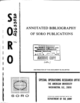 Annotated Bibliography of Soro Publications