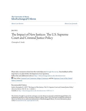 The US Supreme Court and Criminal Justice Policy