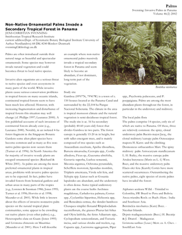 Non-Native Ornamental Palms Invade a Secondary Tropical Forest in Panama JENS-CHRISTIAN SVENNING Smithsonian Tropical Research Institute Current Address:Dept