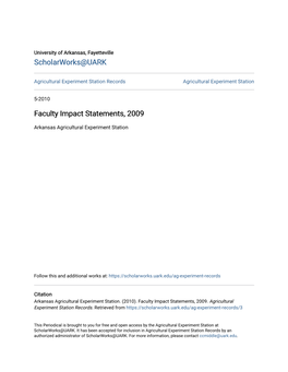 Faculty Impact Statements, 2009