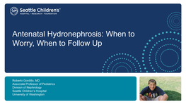 Antenatal Hydronephrosis: When to Worry, When to Follow Up