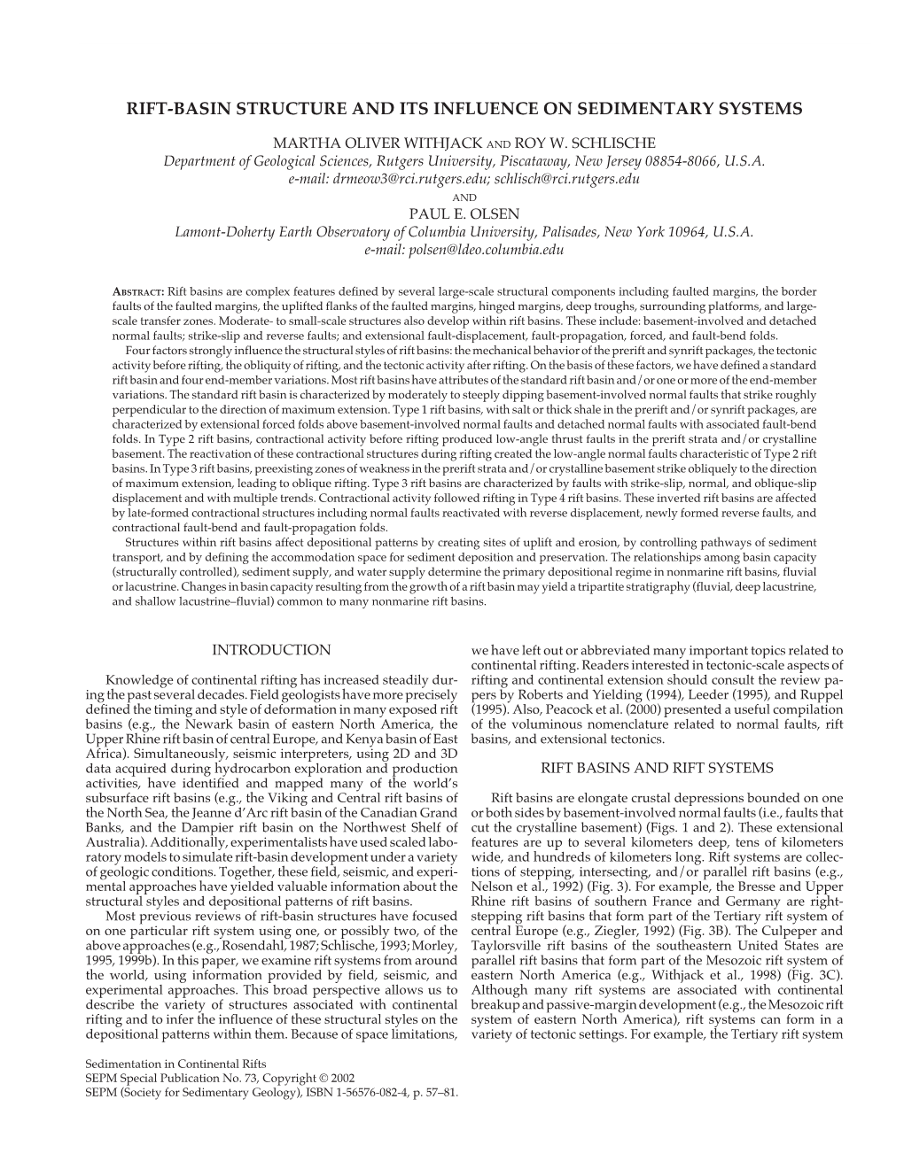 Rift-Basin Structure and Its Influence on Sedimentary Systems