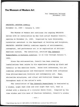 PROJECTS: HOUSTON CONWILL November 16, 1989 - January 9, 1990