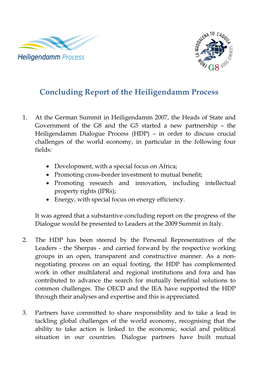 Concluding Report of the Heiligendamm Process –