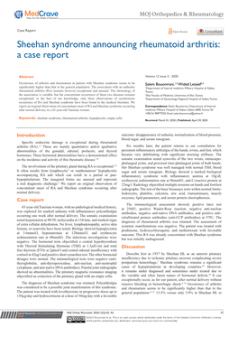 Sheehan Syndrome Announcing Rheumatoid Arthritis: a Case Report