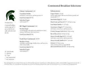 Continental Breakfast Selections
