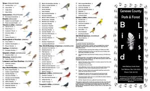 Bird Check List Master 5-3-18