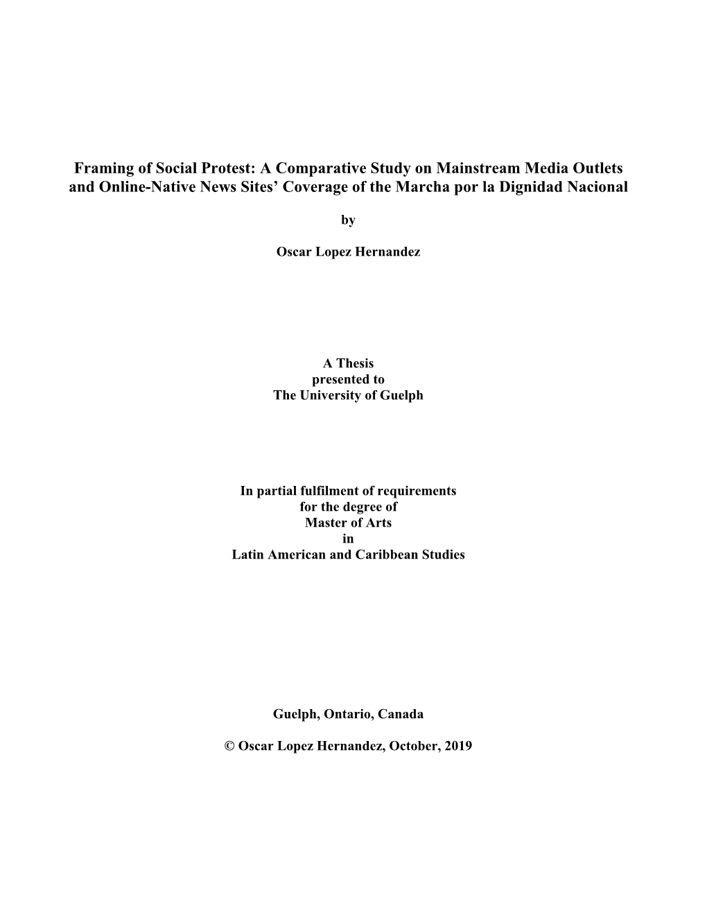 Framing of Social Protest: a Comparative Study on Mainstream Media Outlets and Online-Native News Sites' Coverage of the M