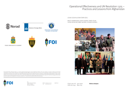 Operational Effectiveness and UN Resolution 1325 – Practices and Lessons from Afghanistan